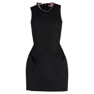 MSGM Mock-Neck Sleeveless Mini Dress in Black Polyester